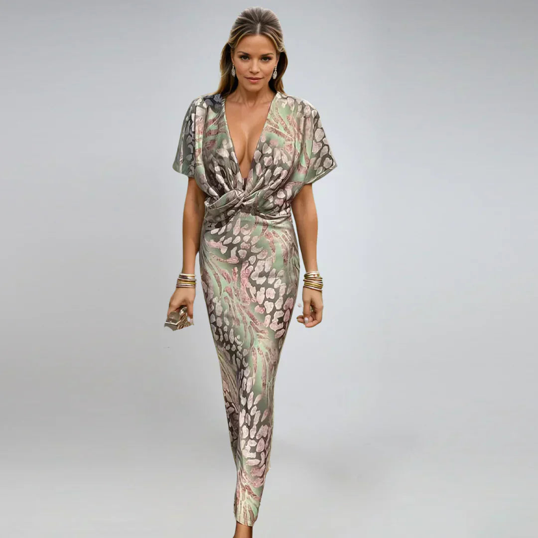 Tiphaine | Lang kjole med V-udskæring