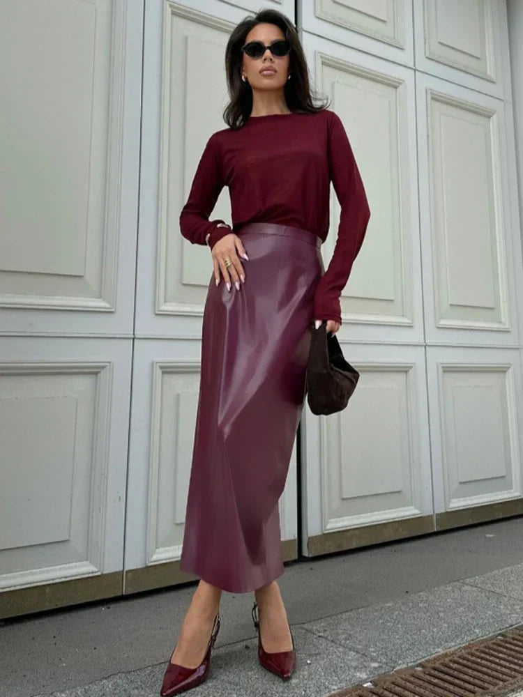 Holm™ | Midi Skirt i Luksus Vinyl