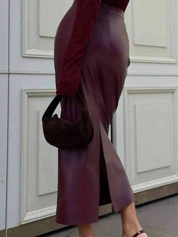 Holm™ | Midi Skirt i Luksus Vinyl