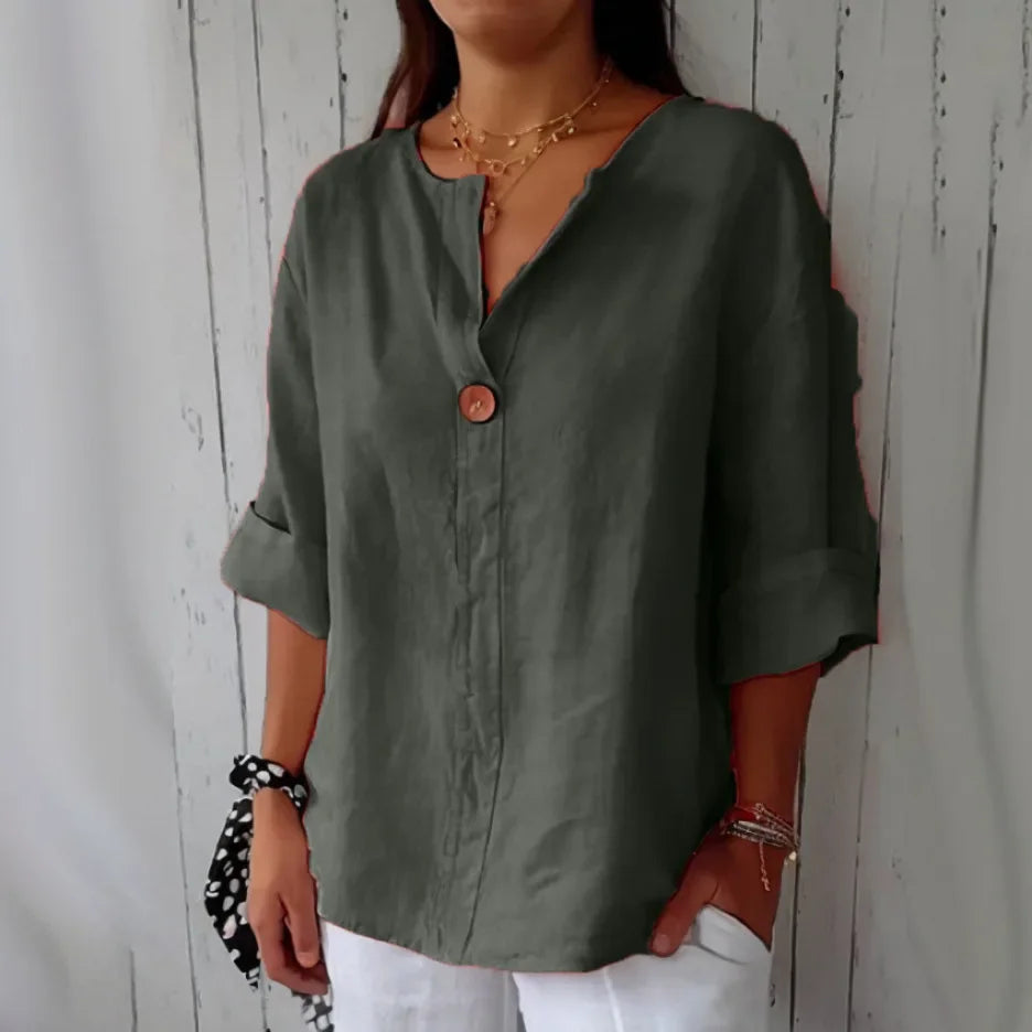Mette | Liv – Afslappet linnedskjorte med knapdetalje