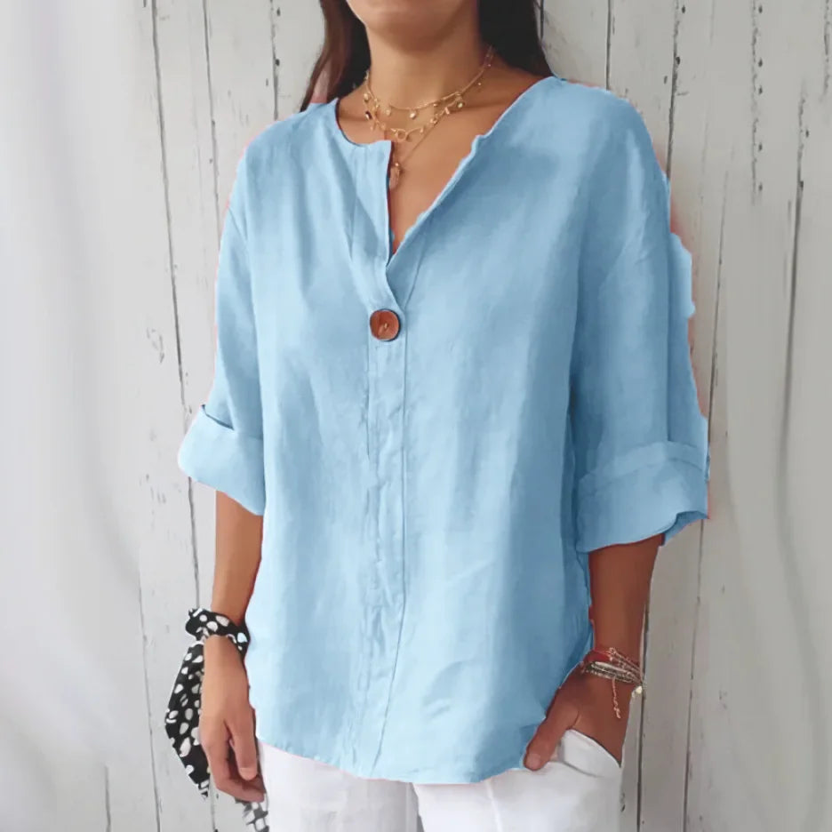 Mette | Liv – Afslappet linnedskjorte med knapdetalje