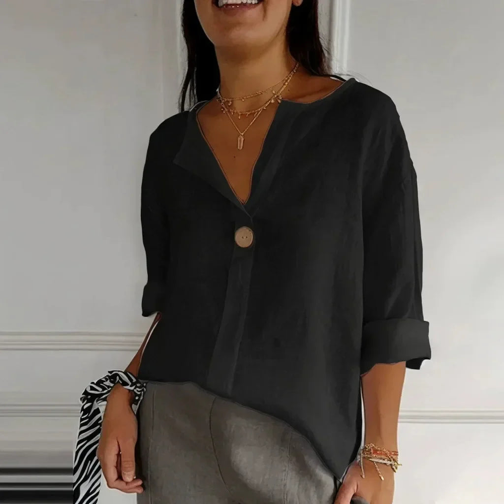 Mette | Liv – Afslappet linnedskjorte med knapdetalje