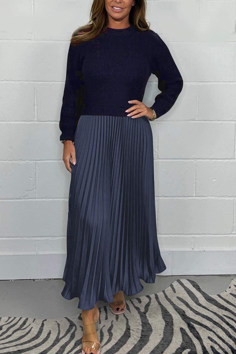 Emilia | Lang Bluse med Plisseret Nederdel