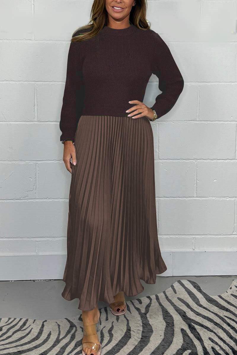 Emilia | Lang Bluse med Plisseret Nederdel