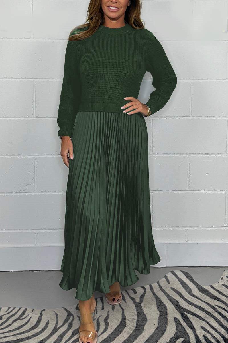 Emilia | Lang Bluse med Plisseret Nederdel