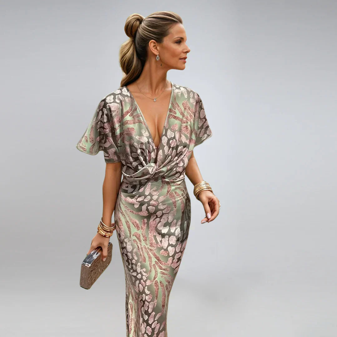 Tiphaine | Lang kjole med V-udskæring