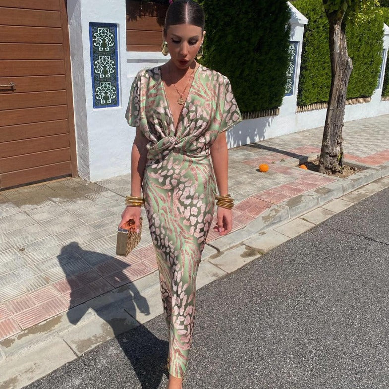 Tiphaine | Lang kjole med V-udskæring