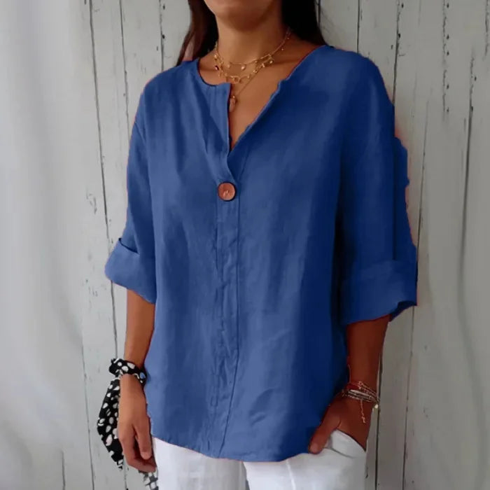 Mette | Liv – Afslappet linnedskjorte med knapdetalje