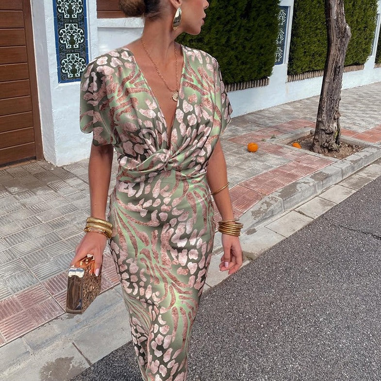 Tiphaine | Lang kjole med V-udskæring