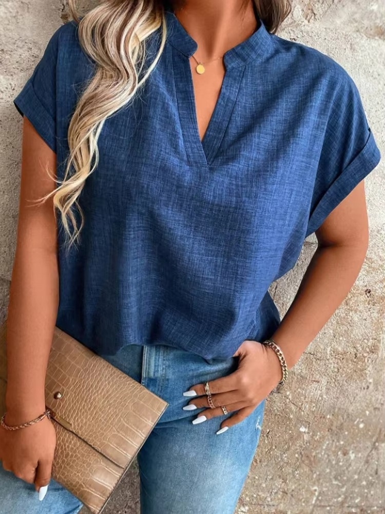 Mette | Elinor – Top med blødt fald og afslappet v-hals