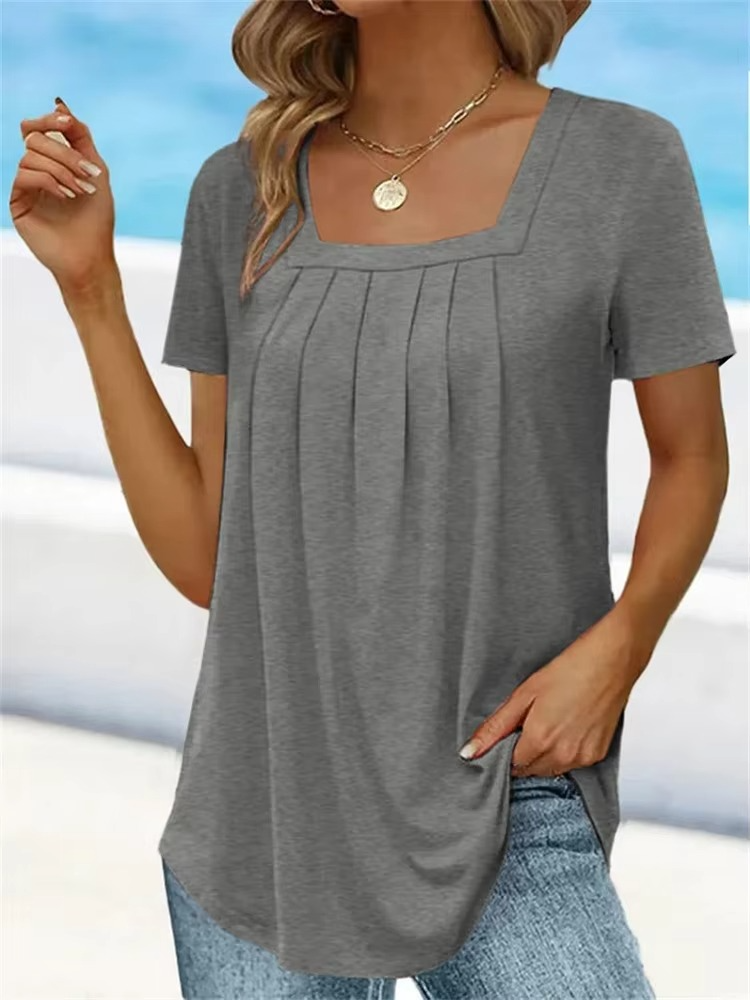 Mette | Elvira – Foldet viskostop med firkantet halsudskæring