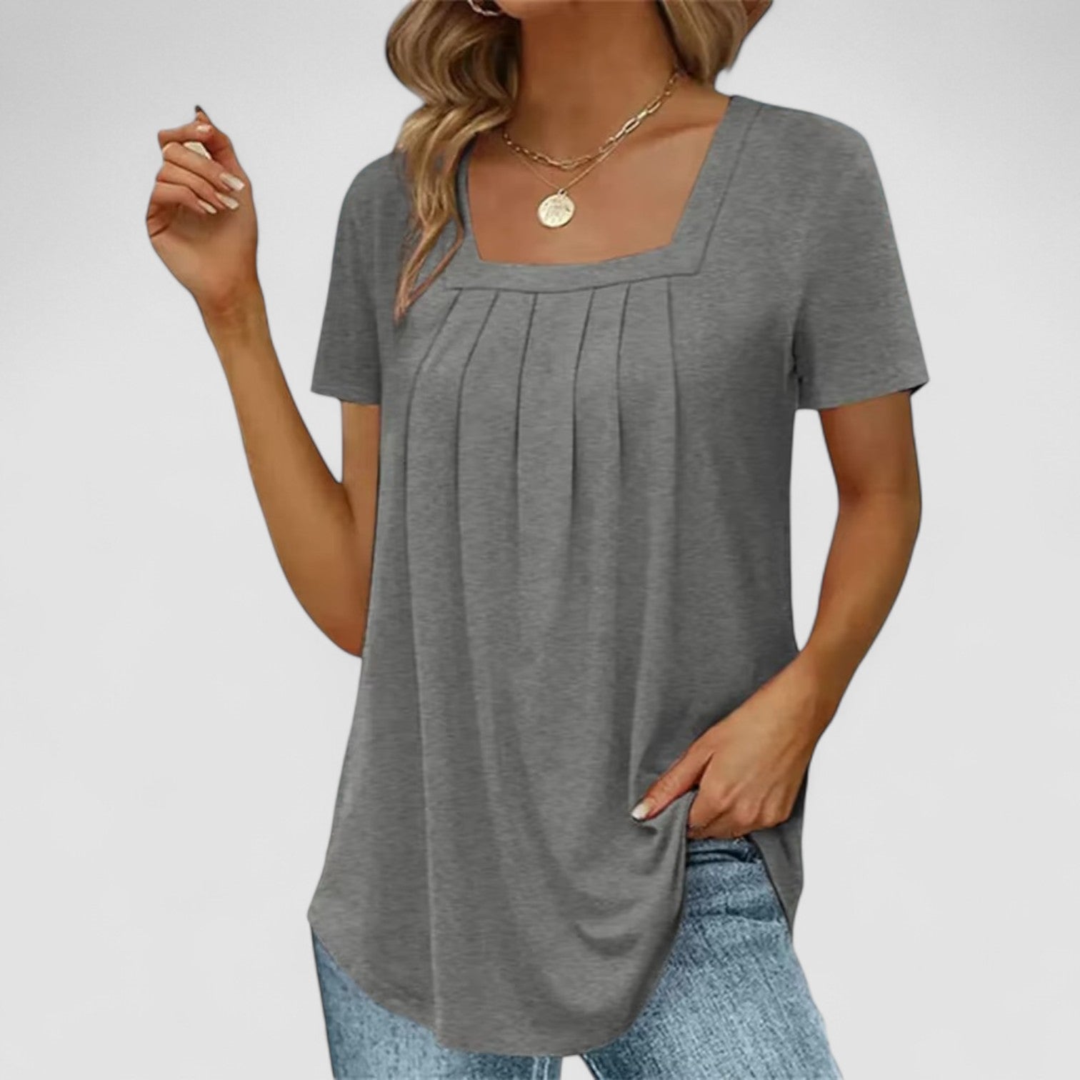 Mette | Elvira – Foldet viskostop med firkantet halsudskæring