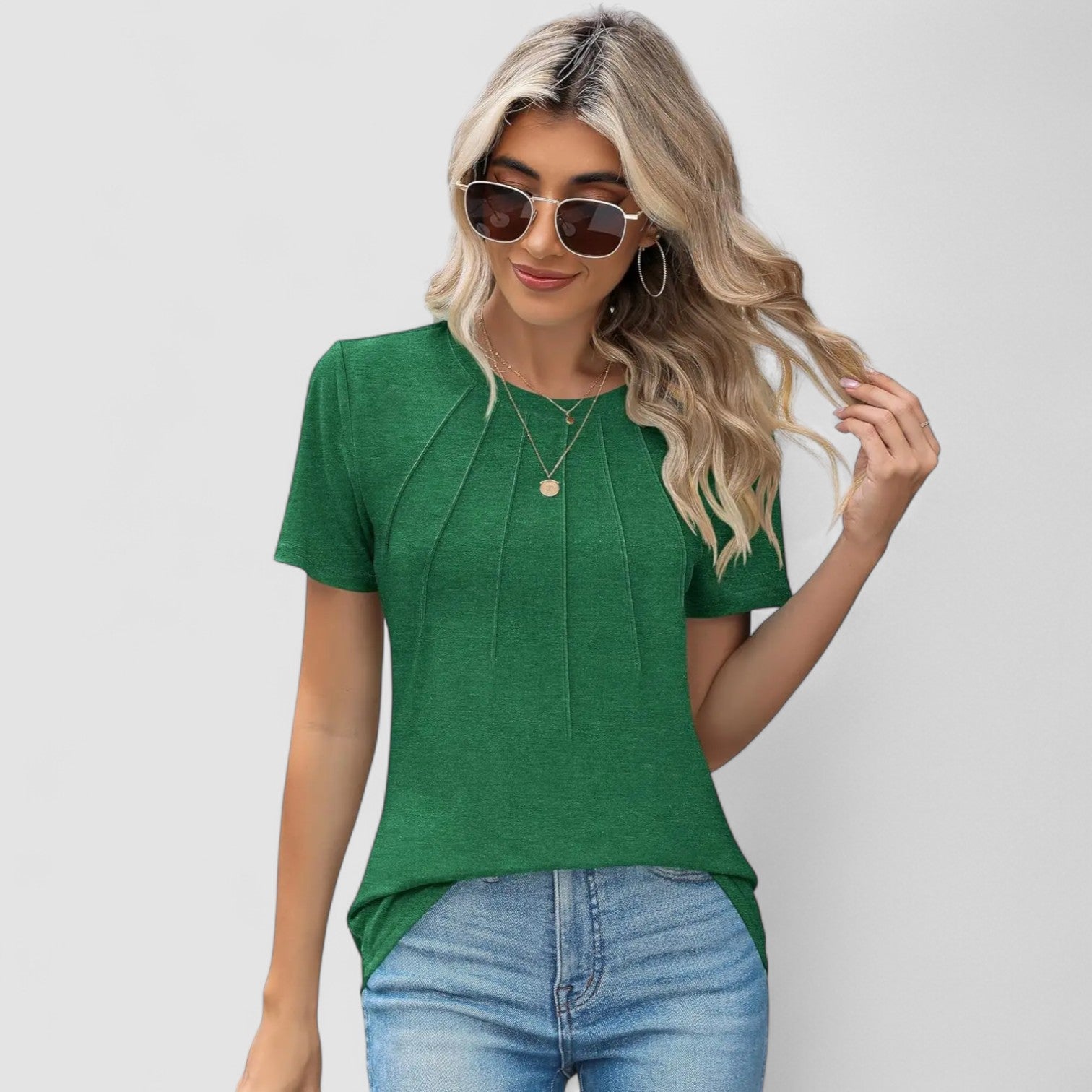 Mette | Noelie – Kortærmet top med sømdetaljer